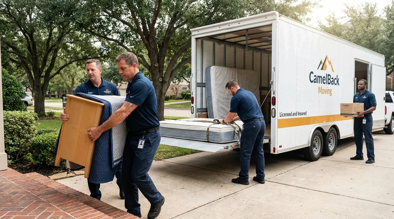 Crew loading residential truck for cross-state move from Clarkton, MO